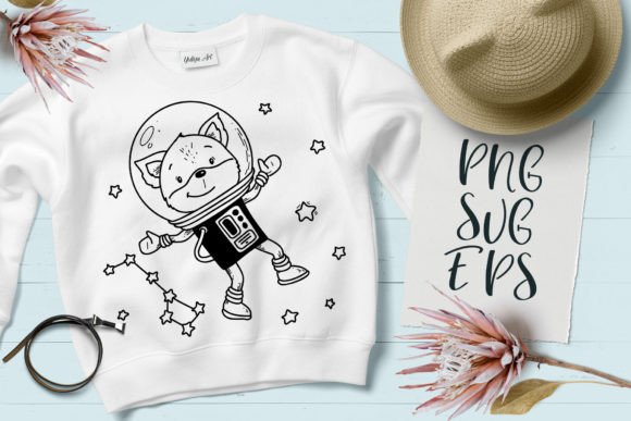 Adorable Cosmic Charm: The Cute Fox Happy Baby Animal SVG