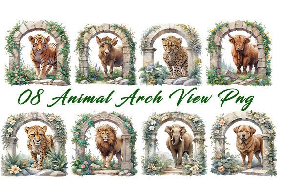 Animal Arch View Clipart Bundle PNG: Design Essentials