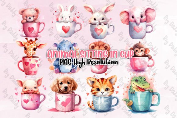Animal Sitting in Cup Clipart PNG: Creative Project Ideas