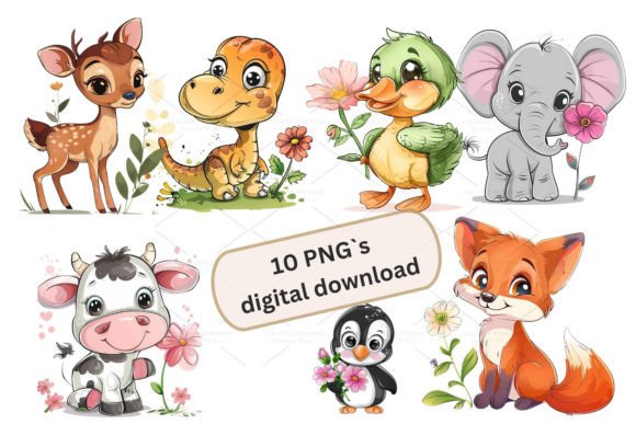 Animal with Flowers Clipart: A Designer's Bundle for Charming Projects