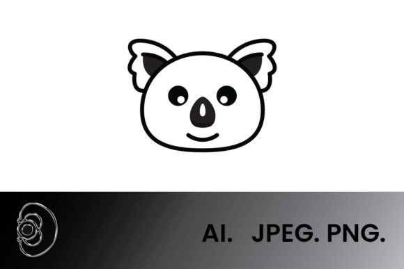 Black and White Animal Koala Head: A Vector Design Asset