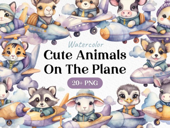 Bundle Animal Airplane Clipart PNG: A Versatile Design Asset