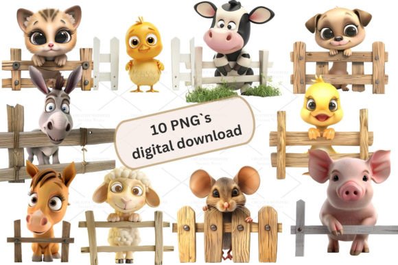 Charming Farm Animal 3D Clipart Bundle for Creative Projects