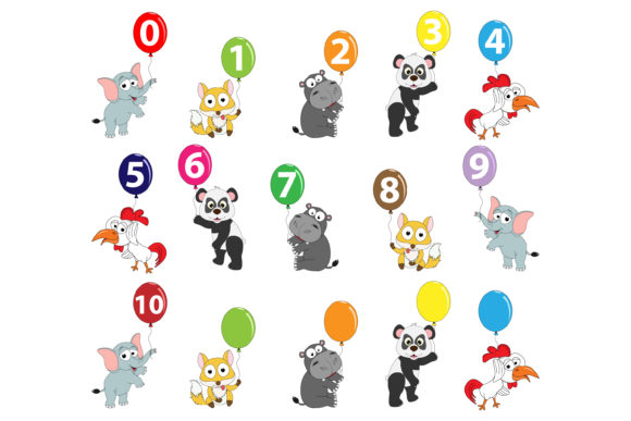 Cute Animal with Balloon and Number: A Playful Font for Creative Projects