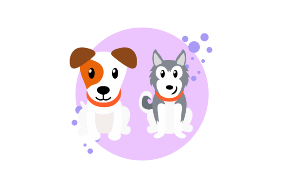 Dog Cute Animal Circle Bubbles Vector