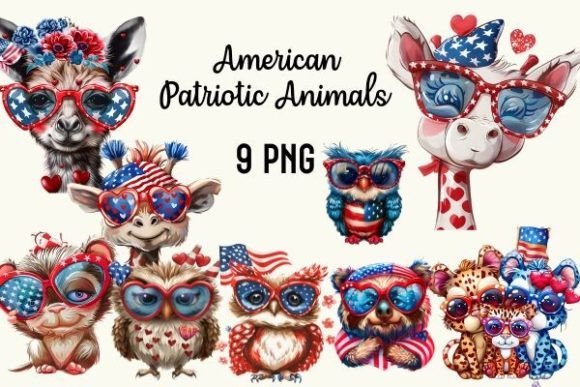 Patriotic Animal Sublimation: Creative Design Assets for Every Project